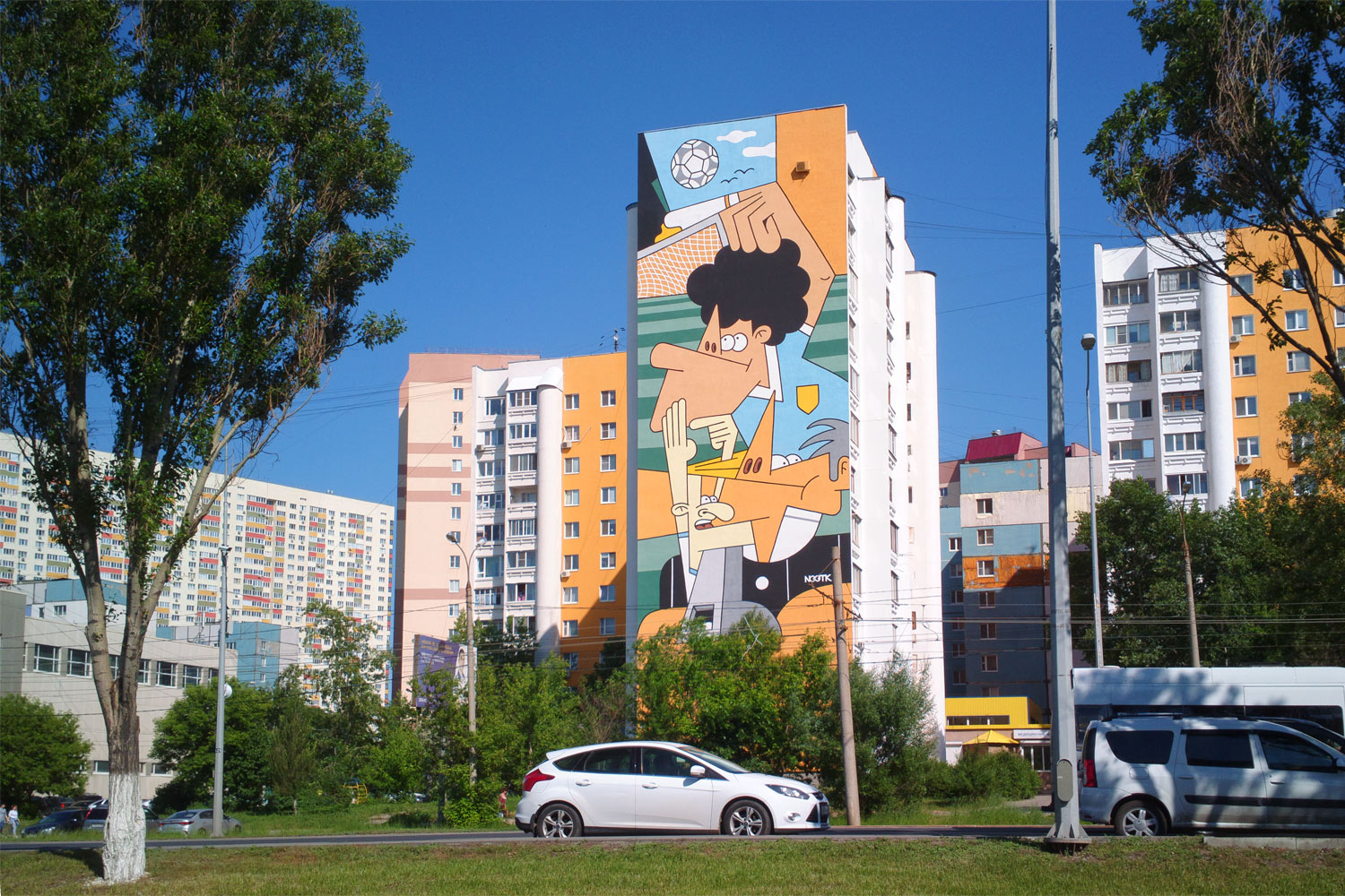 Самара, Ново-Садовая улица, 349. Монументальное искусство (мозаики, росписи, барельефы, сграфито)