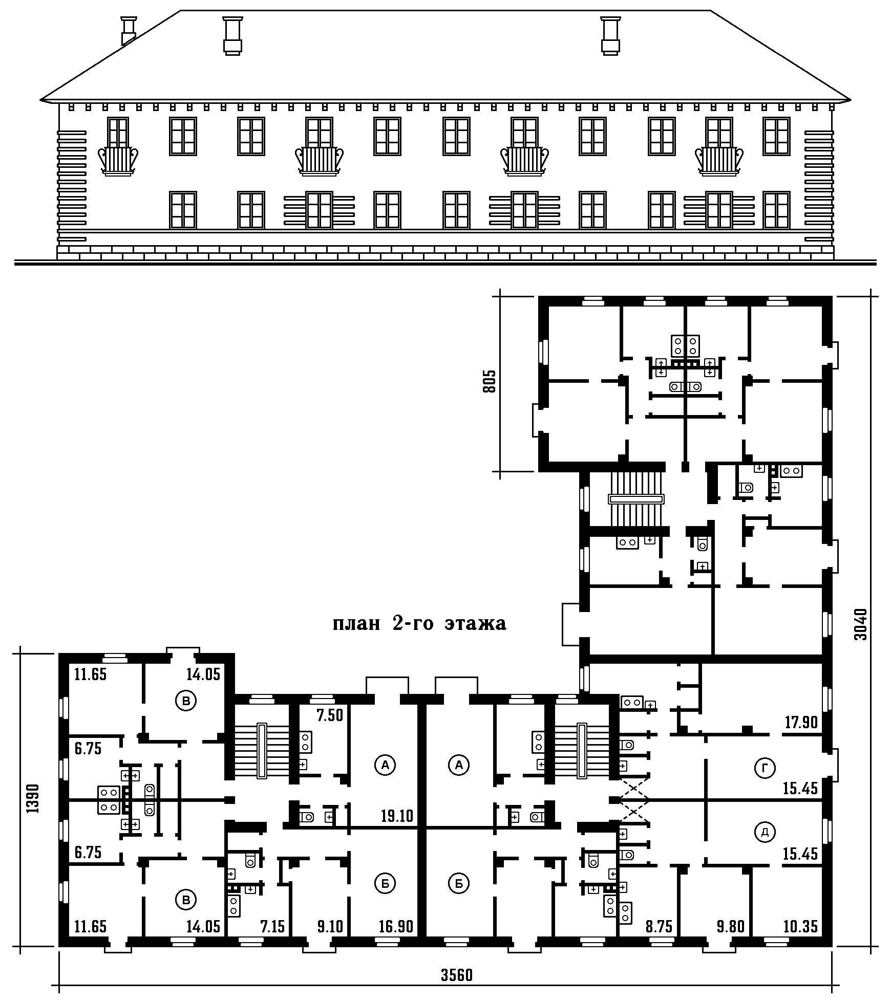 Каталог типовых проектов 1945 года Наркомстроя. Проект 4 (ЦБСП № 5709) — Чертежи и планировки