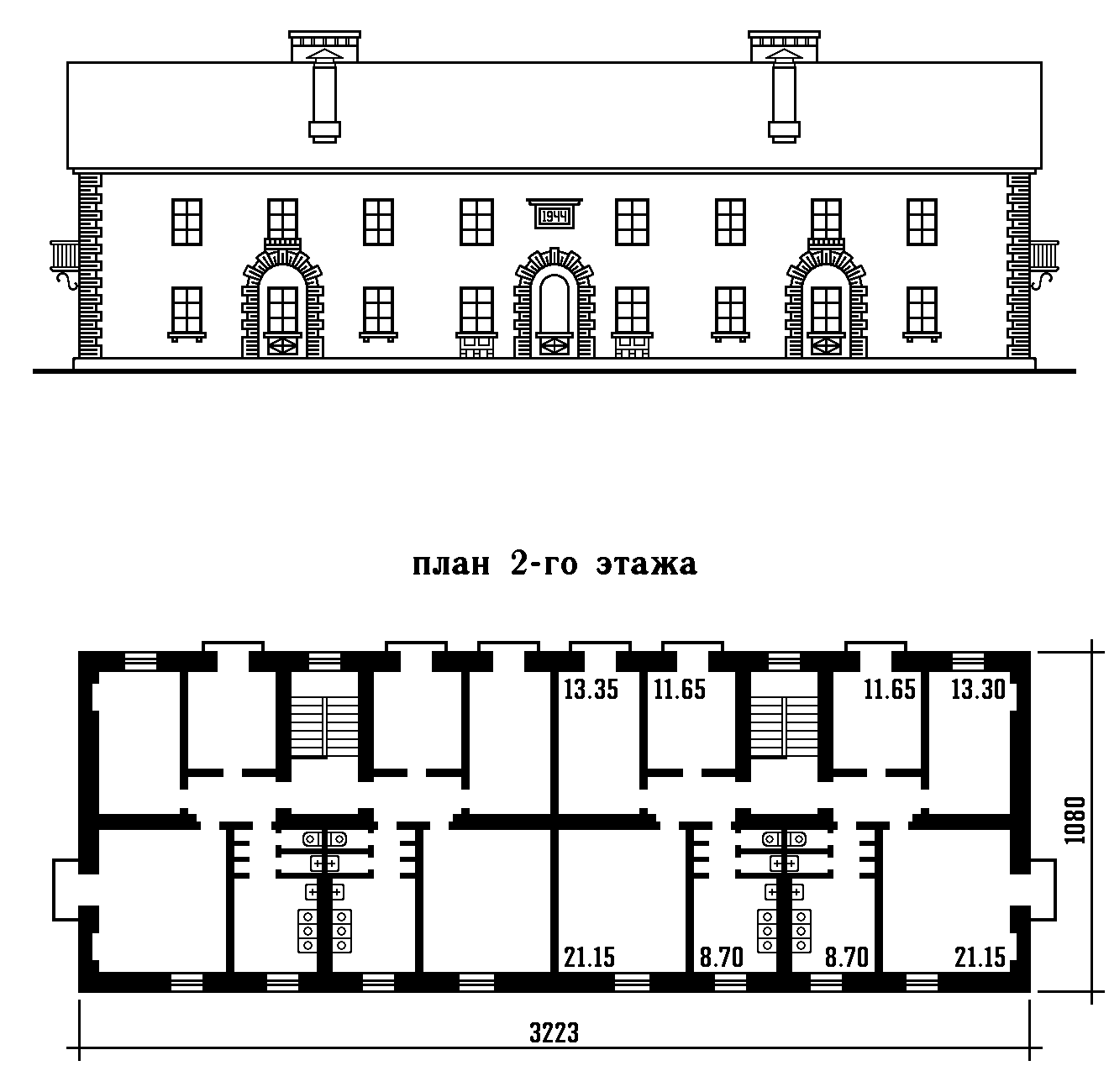 Каталог типовых проектов 1945 года Наркомстроя. Проект 6 (8, 27, 97, ЦБСП № 5711) — Чертежи и планировки